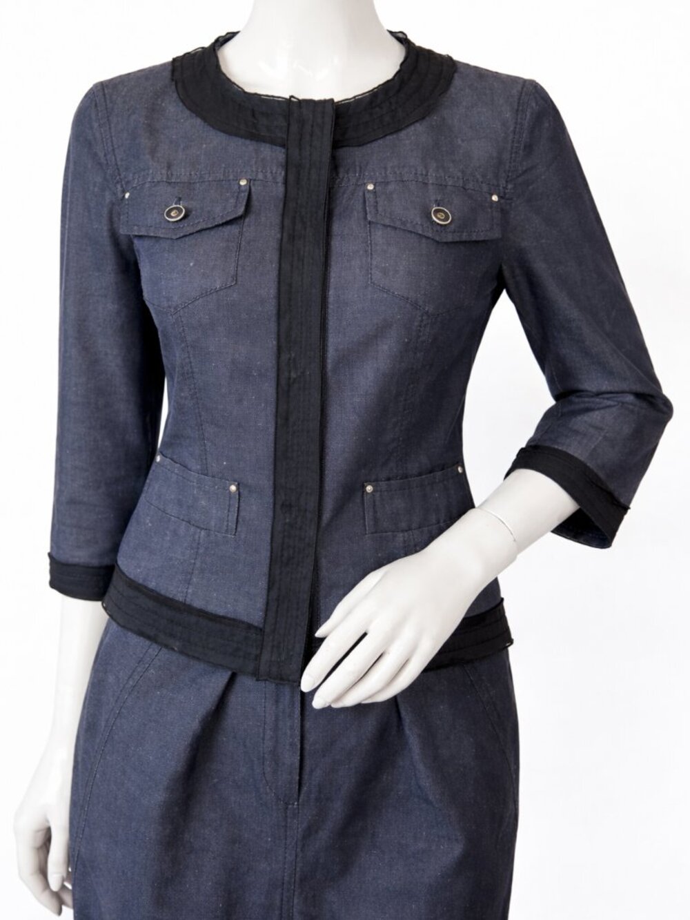 Max Mara Studio Linen Cotton Blazer Skirt Suit Set US 8
